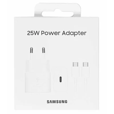 Cargador Samsung, USB-C, 25W, Power Delivery, cable USB-C a USB-C p...