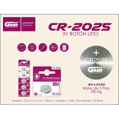 PILA DE BOTON CR2025 GMR paraPilas de Botón