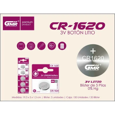PILA DE BOTON CR1620 GMR paraPilas de Botón