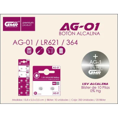 PILA DE BOTON GGMR AG-01 paraPilas de Botón