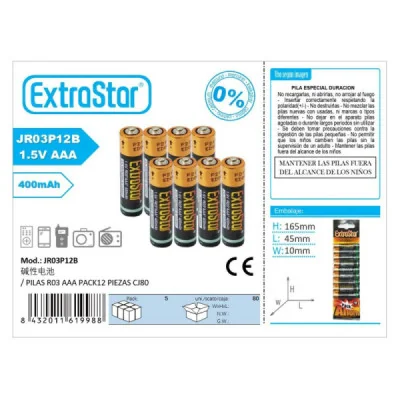 PILAS R03 AAA PACK12 PIEZAS CJ80 paraPilas Estándar
