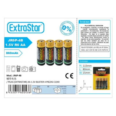 PILAS (EXTRASTAR) AA 1.5V BLISTER 4 PIEZAS CJ240 paraPilas Estándar