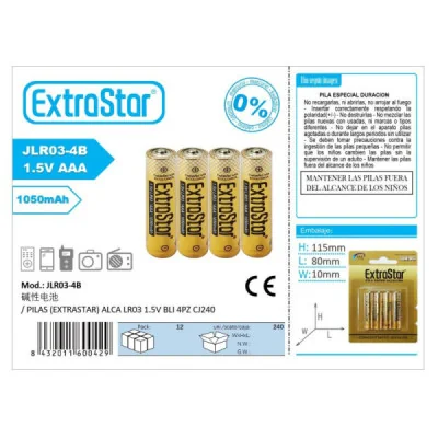 PILAS (EXTRASTAR) ALCA LR03 1.5V BLI 4PZ CJ240 paraPilas Estándar