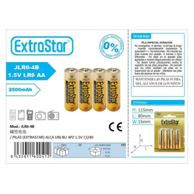 PILAS (EXTRASTAR) ALCA LR6 BLI 4PZ 1.5V CJ240 paraPilas Estándar