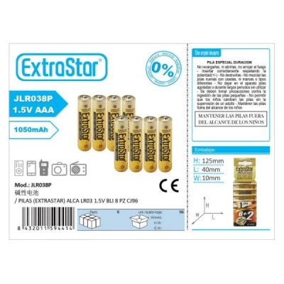 PILAS (EXTRASTAR) ALCA LR03 1.5V BLI 8 PZ CJ96 paraPilas Estándar