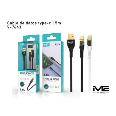 Cable USB-C, 1.5M, 3.4 A paraCables Tipo-C