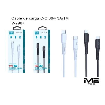 Cable USB-C a USB-C, 60 W, 3 A paraCables Tipo-C