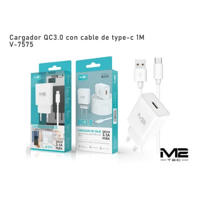 Cargador USB-A, con cable USB-A a USB-C paraCargadores Tipo-C