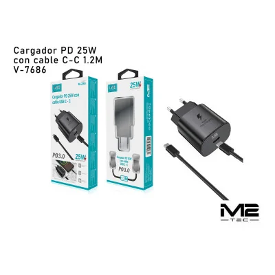 Cargador PD USB-C, 25 W, con cable USB-C a USB-C paraCargadores Tipo-C