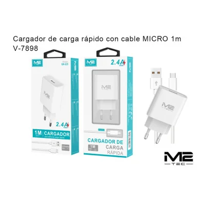 Cargador USB-A, 2.4 A, con cable USB-A a Micro-USB paraCargadores M...
