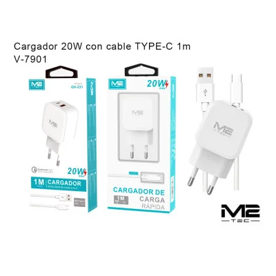Cargador USB-A, 20 W, con cable USB-A a USB-C paraCargadores Tipo-C