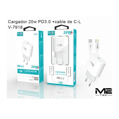 Cargador PD USB-C, 20 W, con cable USB-C a Lightning paraCargadores...