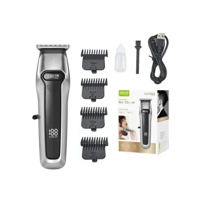 Cortapelos Green Lyca GL69962, gris plata con pantalla LED, batería...