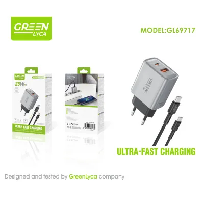 Cargador USB-C, 25 W, con cable USB-C a USB-C paraCargadores Tipo-C