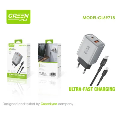 Cargador USB-C, 25 W, con cable USB-C a Lightning paraCargadores Li...