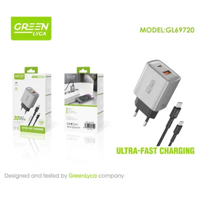 Cargador USB-C, 30 W, con cable USB-C a USB-C paraCargadores Tipo-C