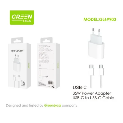 Cargador PD USB-C, 35 W, con cable USB-C a USB-C paraCargadores Tipo-C