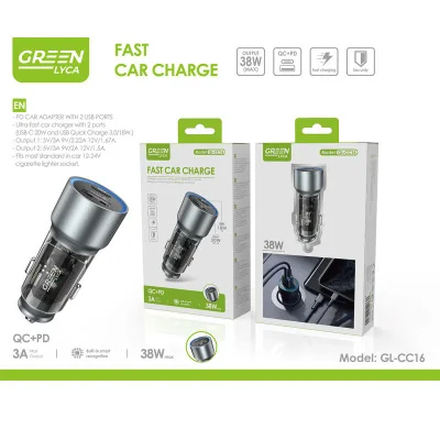 Cargador de coche USB-A, 38 W paraCargadores de coche