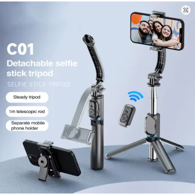 Trípode y selfie para móviles, control remoto Bluetooth, con rotación de 360°, 1060 mm de longitud. C01