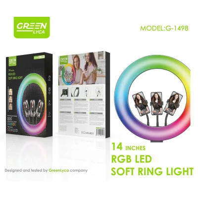 Aro de luz RGB LED, 14 pulgadas, control, 16 combinaciones, G-1498