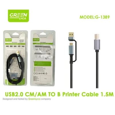 Cable de impresora USB 2.0 (CM/AM a B) de 1.5 metros
