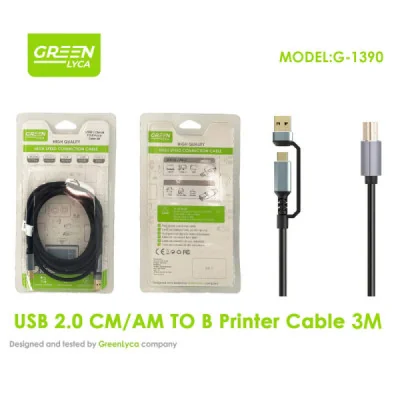 USB 2.0 Cable de Impresora Macho/Macho CM/AM a B, 3 Metros