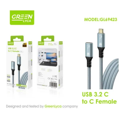Cable de Extensión USB-C a USB-C 3.2 Gen 2x2, 1M, 20Gbps, Video 8K/4K, Carga Rápida 100W