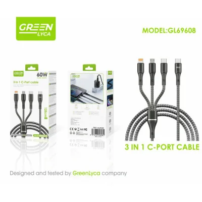 Cable de Carga Rápida 3 en 1 USB-C (60W, 1.25m)