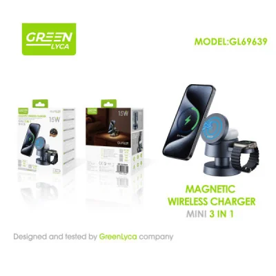 Cargador Inalámbrico 3 en 1, 15W (Wireless Charger)