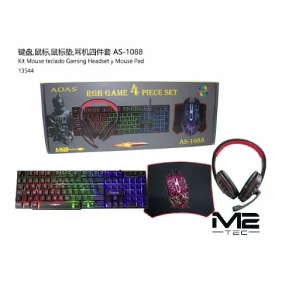Kit 4 Piezas Gaming (Casco, Teclado, Ratón y Alfombrilla)
