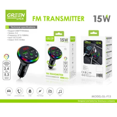 Transmisor FM Bluetooth F13, Cargador de Coche y Reproductor MP3 Manos Libres