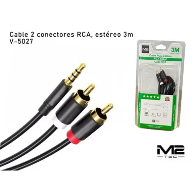 Cable RCA de 3m con Conector Jack 3.5mm a 2 RCA Audio Estéreo