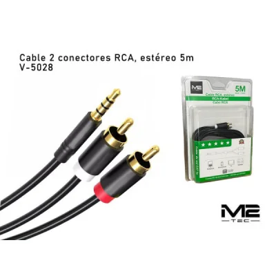 Cable de Audio Estéreo 3.5mm a 2RCA Macho, 5 Metros