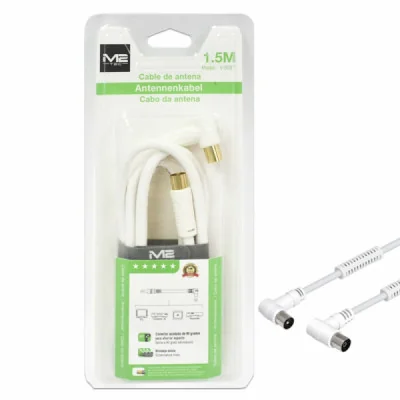 Cable de Antena Coaxial 1.5M Macho a Hembra Blanco
