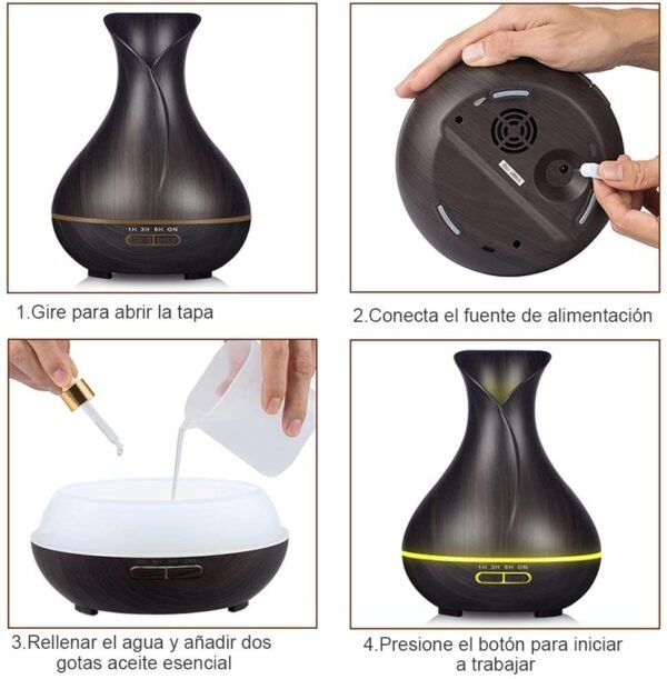 Difusor de aroma Humidificador con Luz y mando 400ml - Imagen 5