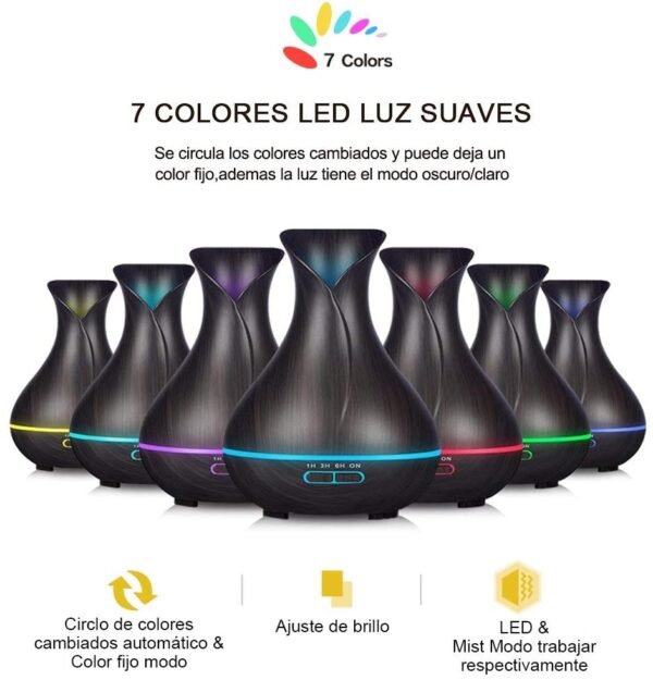 Difusor de aroma Humidificador con Luz y mando 400ml - Imagen 2