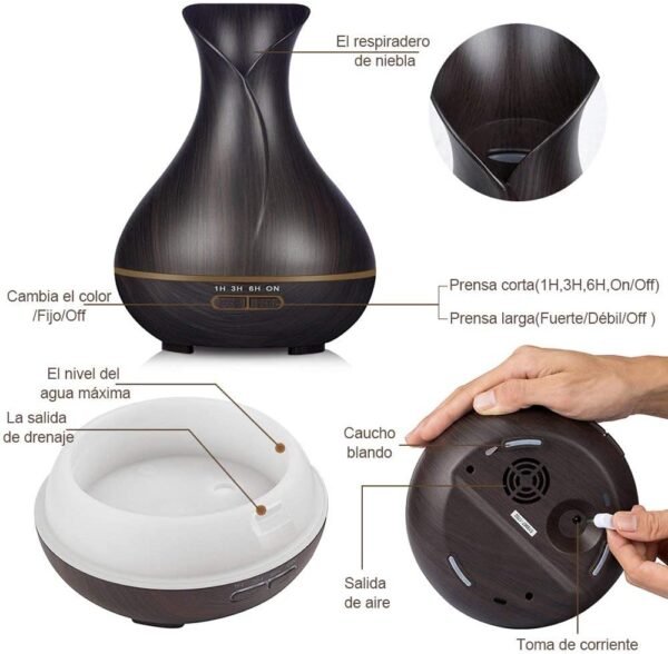 Difusor de aroma Humidificador con Luz y mando 400ml - Imagen 3
