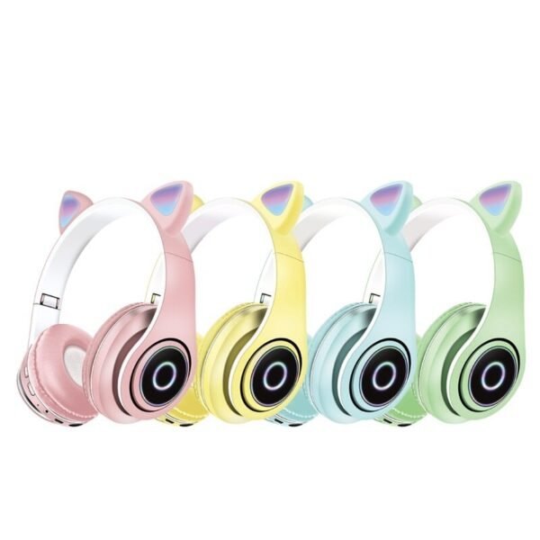 Cascos inalámbrico con orejas de gato y luz