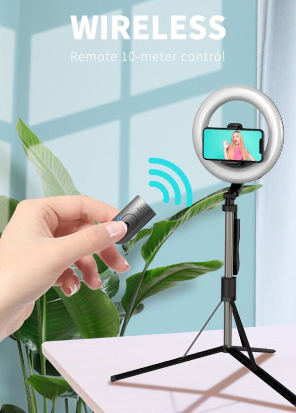 Palo de selfie con anillo de luz LED 1.6m - Imagen 4