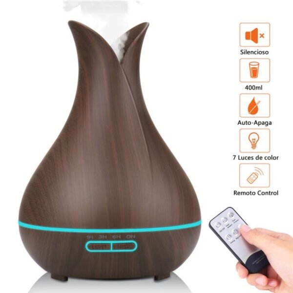 Difusor de aroma Humidificador con Luz y mando 400ml