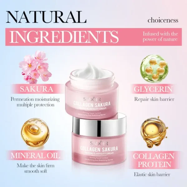 Crema Facial Sakura Colágeno Reafirmante (50g) – Hidratación y Juventud para tu Piel - Imagen 3