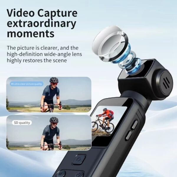 Cámara Digital de Bolsillo 4K – Rotación 270°, WiFi, Estabilización y Grabación en Movimiento - Imagen 10