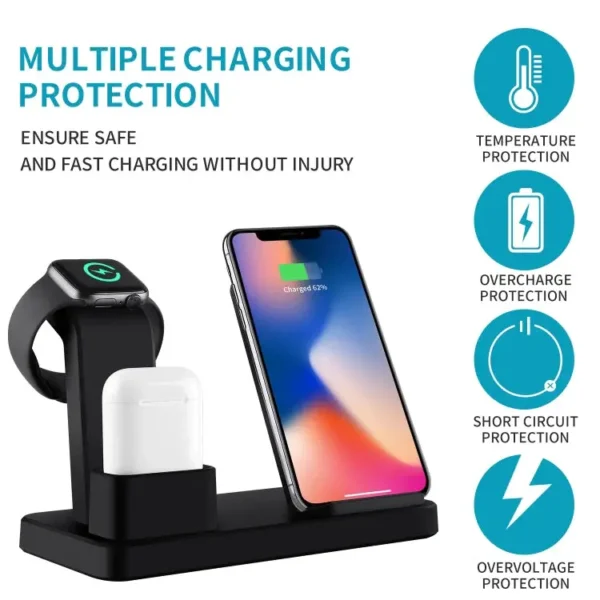Cargador 3 en 1 Inalámbrico – Carga Teléfono, Reloj y Audífonos al Mismo Tiempo - Imagen 3