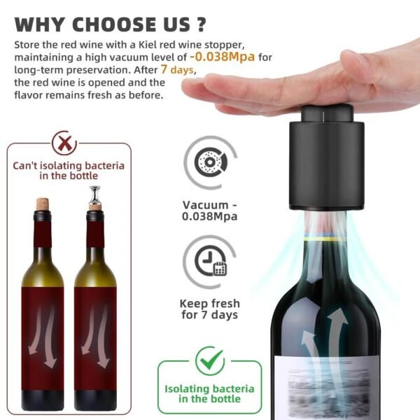 Tapón de Botella de Vino al Vacío – Conserva el Sabor y Aroma por Más Tiempo - Imagen 7