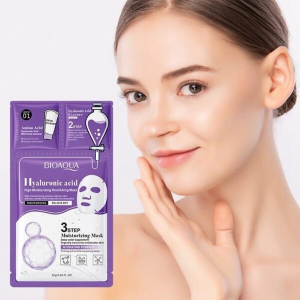 MASCARILLA FACIAL 3 PASOS ÁCIDO HIALURÓNICO Y AMINOÁCIDOS (0.8g + 0.8g + 25g) - Imagen 6