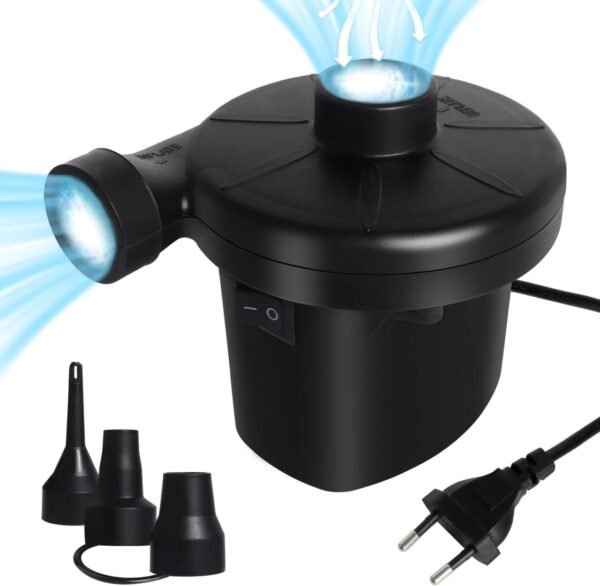 Inflador Eléctrico Portátil 240V AC / 12V DC – Bomba de Aire 2 en 1
