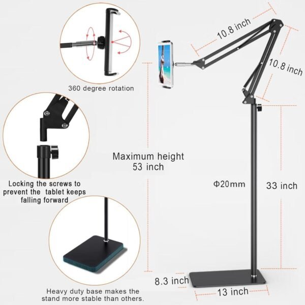 Soporte de Suelo para Tabletas y Teléfonos – Manos Libres con Estabilidad Total - Imagen 6