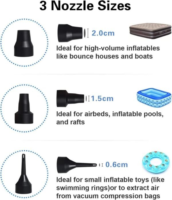 Inflador Eléctrico Portátil 240V AC / 12V DC – Bomba de Aire 2 en 1 - Imagen 4