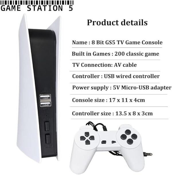 Consola GS5 Retro de Juegos – 200 Juegos Preinstalados, Compatible con TV y Soporte para Dos Jugadores - Imagen 8