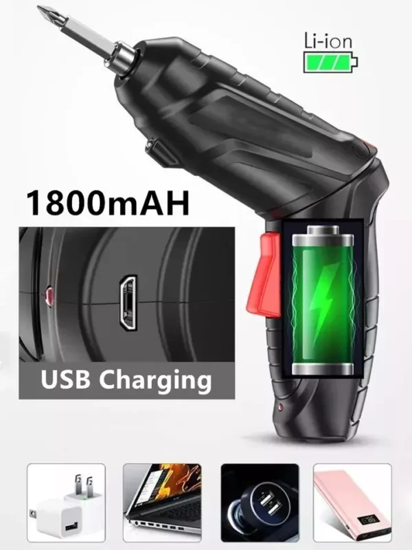 Destornillador Inalámbrico 4.8V con 47 Piezas – Herramienta Versátil para Todo Tipo de Trabajos - Imagen 9